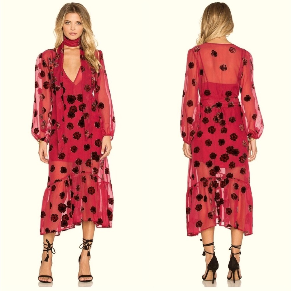 For Love & Lemons Heather Midi Dress sz Small- no slip